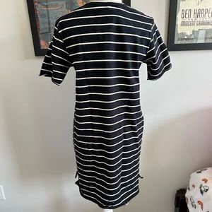 Women’s size small black and white striped t shirt dress !
